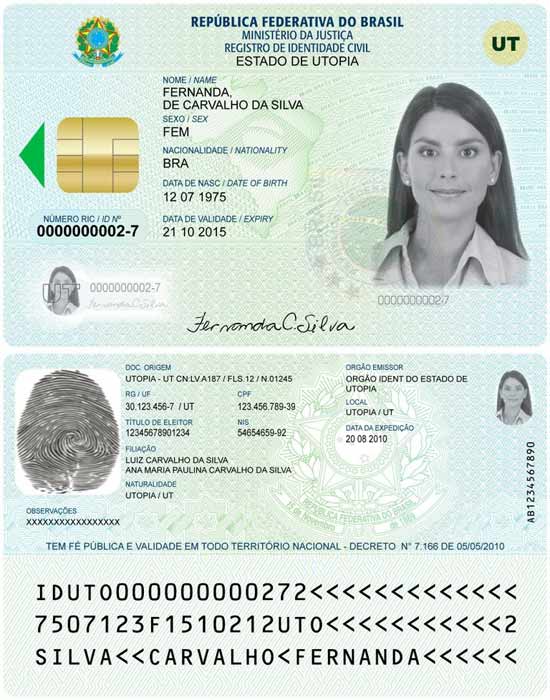 Cartão RIC (Registro de Identidade Civil), que irá substituir o RG (Registro Geral) no Brasil