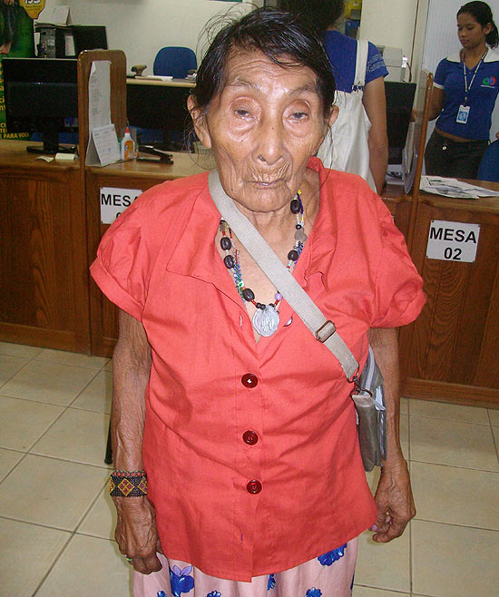 A índia Maria Lucimar Pereira tem 120 anos