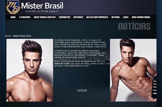 Site do concurso Mister Brasil apresenta um perfil do modelo Murilo Rezende, encontrado morto em um apartamento na rua Oscar Freire