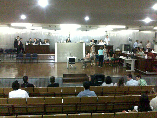 Plenário onde ocorre o julgamento de Lindemberg Alves Fernandes em Santo André, na Grande São Paulo