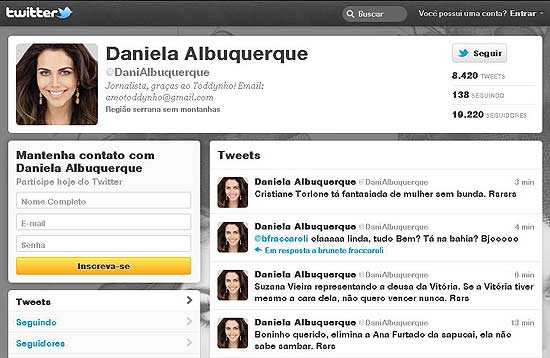 Daniela Albuquerque alfineta Susana Vieira e outras famosas no Twitter.