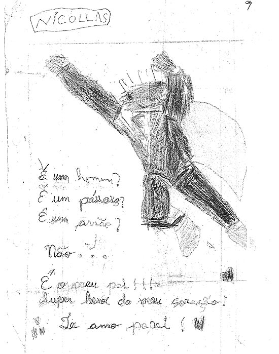 Desenho de Nicollas, 6, retrata o pai Alexandre Franco, 40, como herói; ele vai a júri popular pela morte do filho