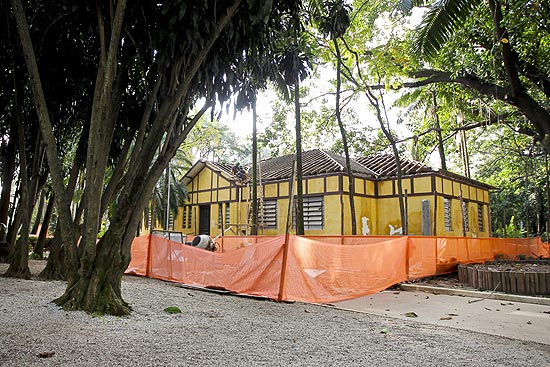 Uma das casas atualmente em reforma no parque da Água Branca, na zona oeste de São Paulo