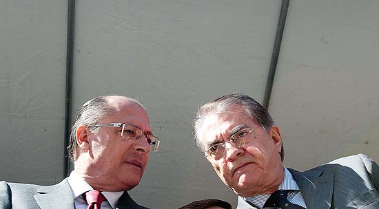 O governador Geraldo Alckmin e o secretário de Segurança, Antonio Ferreira Pinto, no vale do Anhangabaú