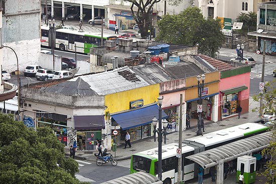 O quarteiro entre a rua do Boticrio e a avenida Rio Branco, onde est prevista a construo do Circo Escola Piolim