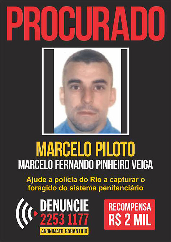 Cartaz do Disque-Denúncia com recompensa que leve a prisão de Marcelo Piloto