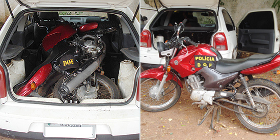 Policiais apreendem moto roubada dentro de carro na rodovia MS-164, na regio de Ponta Por (MS)