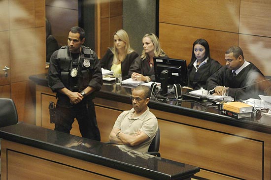 Fernandinho Beira-Mar durante julgamento no Rio de Janeiro