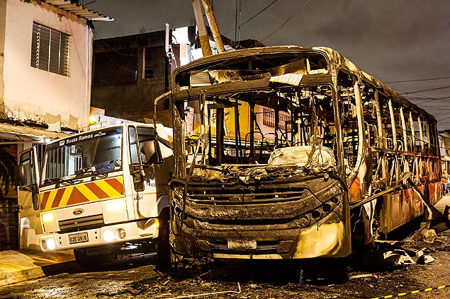 nibus foi incendiado por volta das 22h deste domingo (21), na rua Arbela, no bairro Itaquera, zona leste de Sao Paulo 