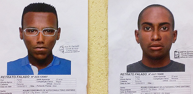 Polcia divulga retrato falado de dois suspeitos de matar dentista queimada em So Bernardo do Campo, na Grande So Paulo