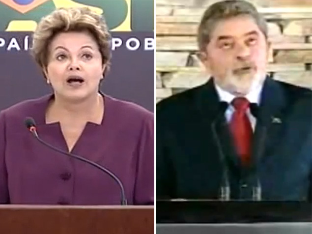 Dilma e Lula dirigem olhares perdidos para o teto durante discursos em momentos de crise