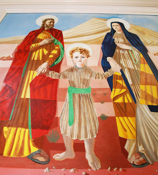 Obra "Sagrada Famlia", do pintor Candido Portinari, exposta na Igreja Matriz do Senhor Bom Jesus da Cana Verde, em Batatais