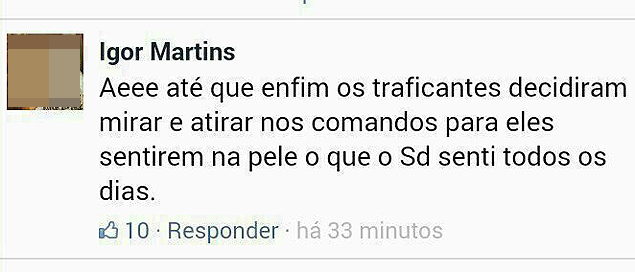Reprodução facebook do soldado Igor da Costa Martins; ele pode ser expulso da PM do Rio