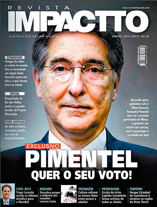 Capa da revista 'Impactto', com o ttulo 'Pimentel quer o seu voto