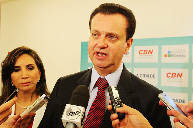 O presidente nacional do PSD e ex-prefeito de SP, Gilberto Kassab, durante entrevista em Ribeiro Preto