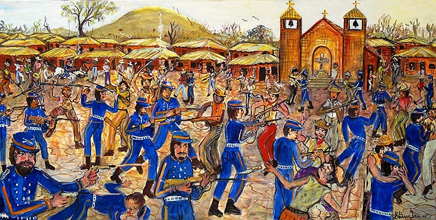 Obra que retrata batalha enfrentada em Canudos e que faz parte da exposio em Ribeiro Preto