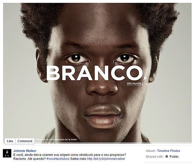 Post na página do Facebook da Johnnie Walker Brasil causou polêmica na rede social