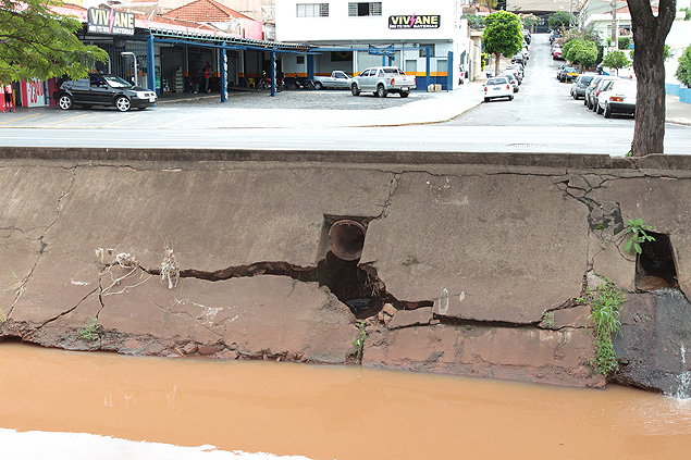 Trecho da canalizao do crrego Retiro Saudoso, na avenida Francisco Junqueira, em Ribeiro