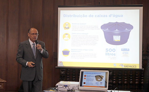 Governador do Estado de So Paulo, Geraldo Alckmin anuncia campanha contra o desperdicio de gua