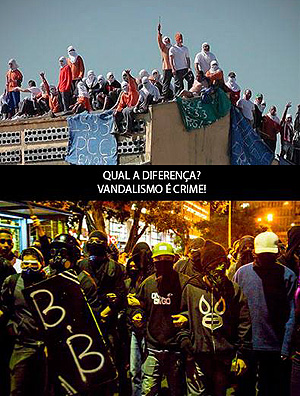 Imagem do Facebook da Polícia Militar de São Paulo compara 'black blocs' à facção criminosa