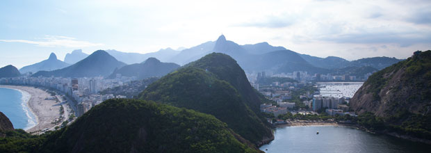 Vista da Praia Vermelha, Pao-de-Acucar e Copacabana. Ensaio fotografico para aniversario de 450 anos do Rio de Janeiro. 
