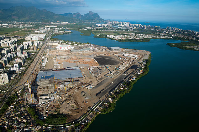 Obras do parque olimpico da Barra. Local sera o principal palco para disuta de varias modalidades nas olimpiadas do Rio2016. 