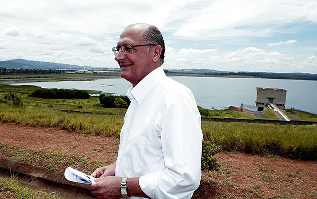Alckmin durante visita ao sistema Alto Tiet, em janeiro deste ano
