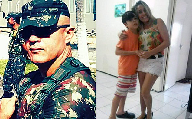 À esq., Francileudo Bezerra, 45,; à dir., Lewdo Severino, 9, e sua mãe, Cristiane
