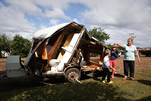 Carolina Cichczwski, 59, saved four children who were playing inside a trailer, when a tornado touched down in Xanxer