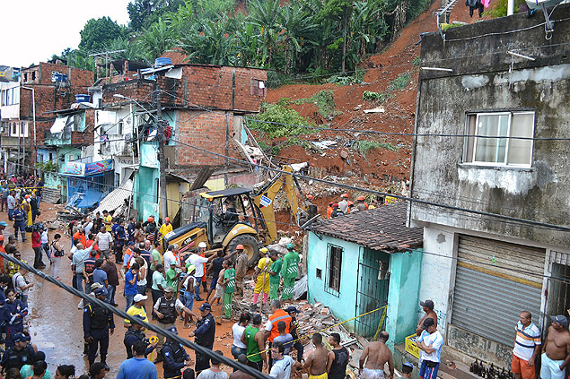 Deslizamento de terra no bairro Baixa do Fiscal deixa trs mortos em Salvador; h dois desaparecidos
