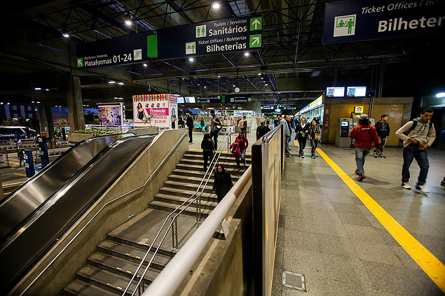 Terminal Jabaquara, onde funcionrio do Metr foi detido aps assdio a jovem dentro de um trem da companhia