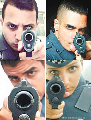 Fotos de policiais com armas publicadas em pginas que exaltam a profisso na internet