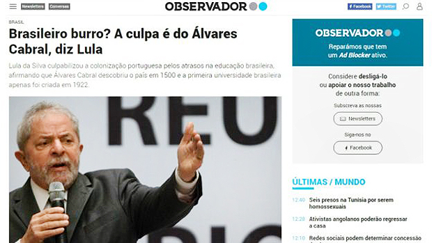 O portal Observador, um dos principais de Portugal, ironizou o assunto
