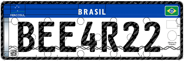 Novo modelo de placa do Mercosul, que deve entrar em vigor no Brasil a partir de janeiro de 2017