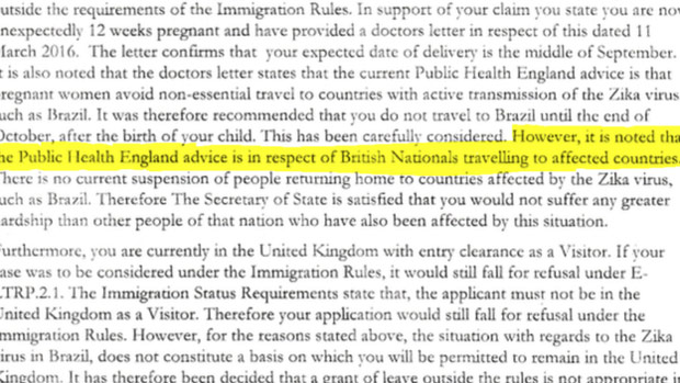 Carta do Ministrio do Interior do Reino Unido diz que recomendao  para "cidados britnicos"