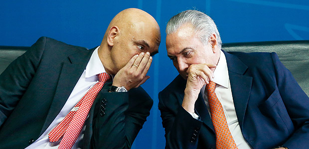 Alexandre de Moraes (esq.) disse que Temer (dir.) no pressionou ex-ministro
