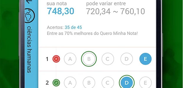 Aplicativo da *Folha* em parceria com a TunEduc permite a estudante conhecer sua nota logo aps a prova do Enem