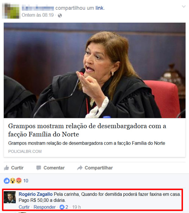 O promotor Rogério Zagallo faz comentário preconceituoso contra desembargadora de Manaus