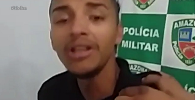 Algemado, preso  ameaado em vdeo com banner da PM do Amazonas