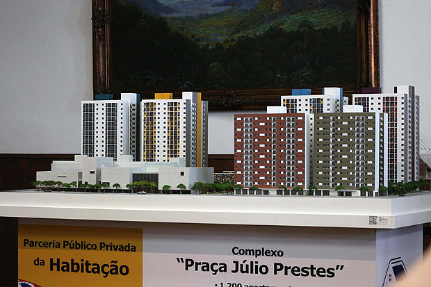 Maquete do Complexo Jlio Prestes em exposio na sala de eventos do Palcio dos Bandeirantes, em So Paulo 