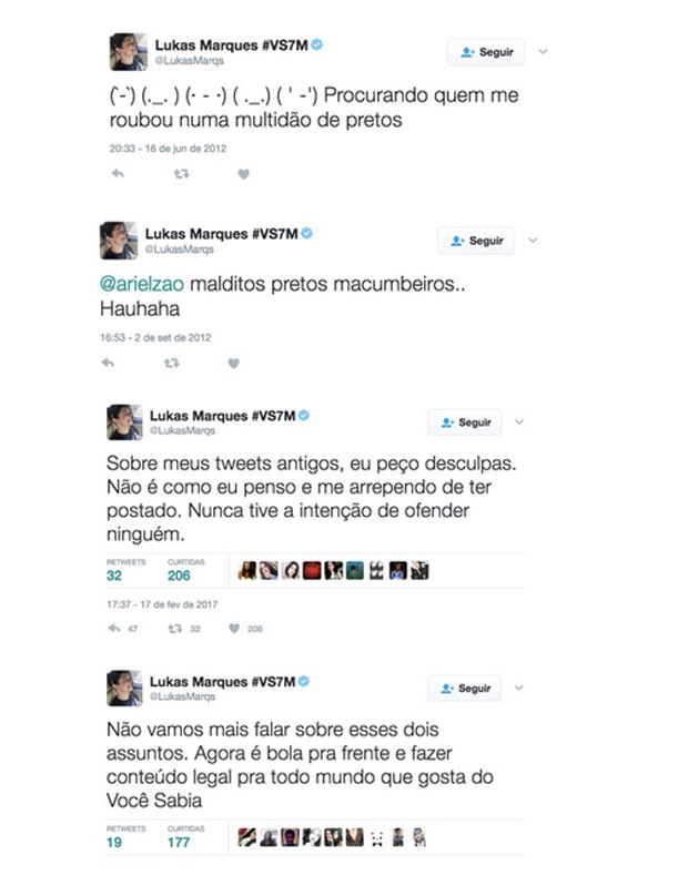 tweets extremamente preconceituosos do youtuber contratado pelo governo Temer para falar bem da reforma do ensino mdio