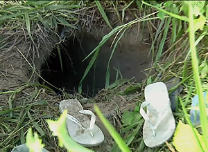 Túnel por onde presos fugiram – Reprodução/TV Globo Túnel por onde presos fugiram – Reprodução/TV Globo