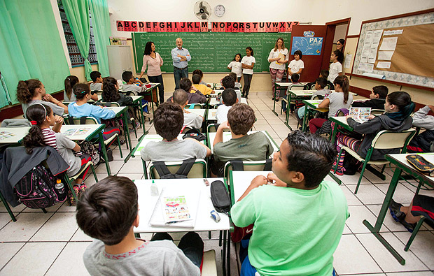 Estudantes durante aula na rede estadual de São Paulo