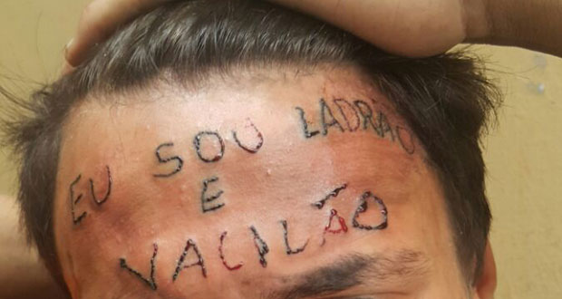 Jovem teve a testa tatuada aps ser acusado de roubo em So Bernardo do Campo, na Grande SP