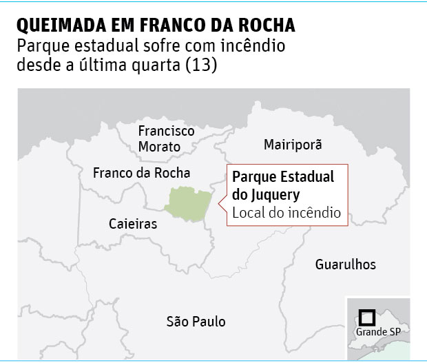 QUEIMADA EM FRANCO DA ROCHAParque estadual do Juquery sofre com incndio desde a ltima quarta (13)