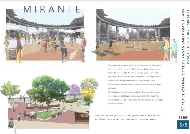 Croquis do projeto da arquiteta paisagista Magali Tamaki para a revitalização da praça Jorge Cury, na Aclimação