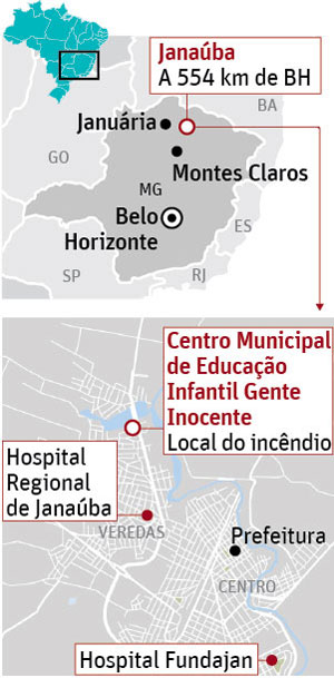 TRAGÉDIA EM JANAÚBACidade rural onde vigia colocou fogo em crianças fica a 557 km de Belo Horizonte