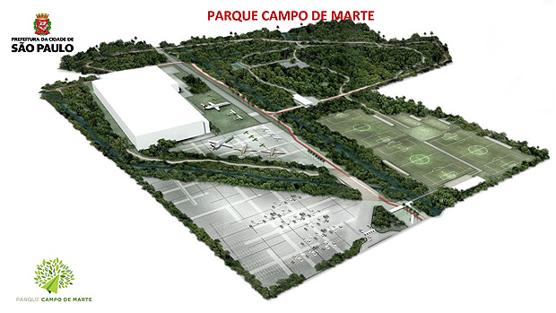 Projeto da prefeitura para criação de parque no Campo de Marte