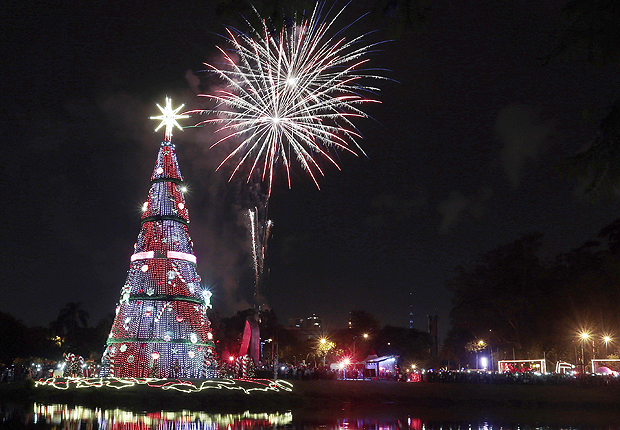 Árvore de Natal do Ibirapuera é inaugurada na noite deste sábado em São Paulo