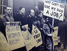 1929 - Desempregados fazem protesto durante a crise financeira nos Estados Unidos